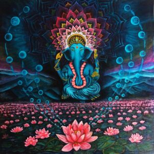 Ganesha On Lotus Mountain - Art Print