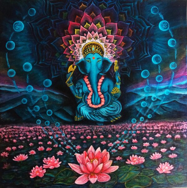 Ganesha On Lotus Mountain - Art Print