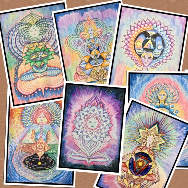 Chakra Goddess - Set of 7 Flat Cards, Note Cards (Without Envelope)