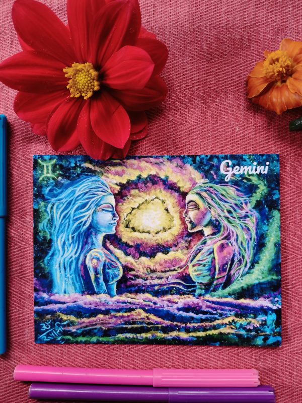 Gemini- Flat Post Card