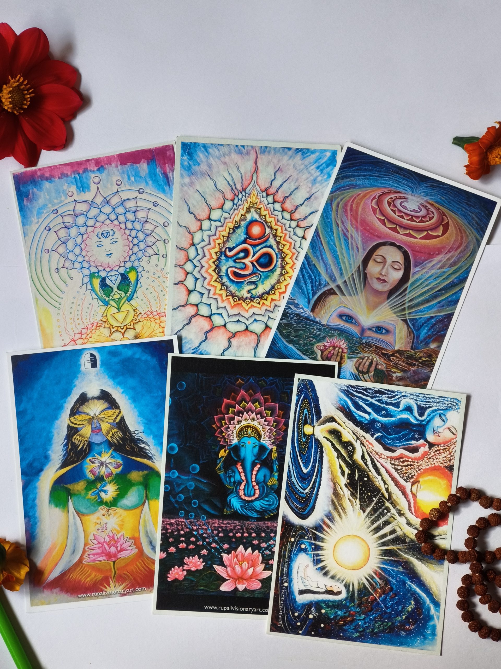 Visionary Art Post Cards- Set of 6 Flat Cards, (Without Envelope)